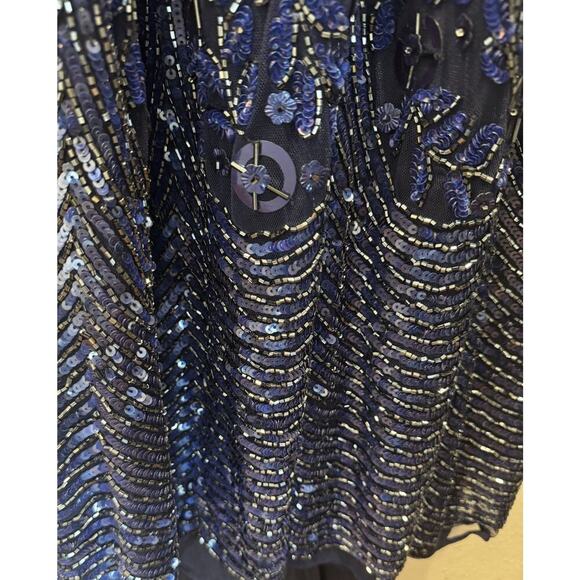 Mac Duggal Blue Gown Womens 10 Style# 4611D Embellished Beaded Dress Sequin READ - Picture 8 of 16
